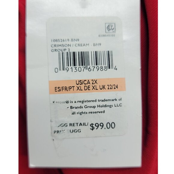 NWT Kasper Red White City Wrap V-Neck Long Sleeve Dress 2X - Picture 13 of 14